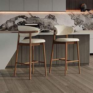 Taburete <span class=keywords><strong>de</strong></span> <span class=keywords><strong>Barra</strong></span> para Isla <span class=keywords><strong>de</strong></span> Cocina, Estilo Nórdico Moderno <span class=keywords><strong>de</strong></span> Mediados <span class=keywords><strong>de</strong></span> Siglo, <span class=keywords><strong>con</strong></span> Estructura <span class=keywords><strong>de</strong></span> Madera Sólida y Tapicería <span class=keywords><strong>de</strong></span> Tela, Altura <span class=keywords><strong>de</strong></span> <span class=keywords><strong>Barra</strong></span>, Venta al Por Mayor - Product Image 6