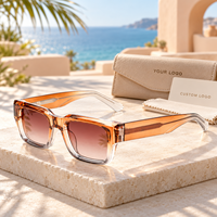 CONCHEN Lunettes de soleil rétro rectangulaires pour femmes, verres dégradés, branches larges transparentes, protection UV400, vente en gros