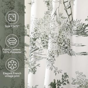 Modern Design Vintage French Toile Shower <b>Curtain</b> 12 <b>Hooks</b> Custom Polyester Home Decor Waterproof Bathroom Accessory Stock Made - Product Image 2