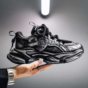 Chaussures de papa respirantes pour hommes, style vintage, gris-rouge, à semelle épaisse, de haute qualité, pour la marche et les loisirs - Product Image 4