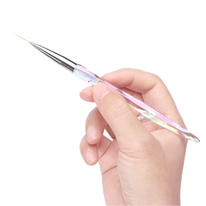 Lot de 5 pinceaux à ongles en silicone avec manche acrylique dégradé, stylo de modelage en silicone pour nail art et peinture au gel, emballage en sac PVC - Product Image 2