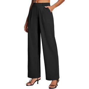 Womens Dress Pants Wide Leg High <b>Waist</b> <b>Elastic</b> Stretchy Anti Wrinkle Business Casual <b>Trousers</b> Slacks - Product Image 1