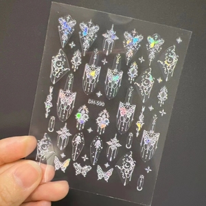 Pegatinas de uñas en relieve de mariposa láser de colores, pegatinas de uñas de Gel 3D de lujo, pegatina de uñas de Gel semicurado - Product Image 5