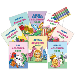 Fournitures scolaires, fleurs, animaux de compagnie, fruits, légumes, insectes, animaux mignons, nourriture, divers thèmes, livre de coloriage 8-en-1 pour enfants - Product Image 6