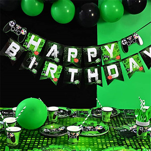 Jeu Thème fête ensemble vert jetable papier <span class=keywords><strong>assiette</strong></span> tasse vaisselle ensemble jeu sur bébé fête d'<span class=keywords><strong>anniversaire</strong></span> fournitures Pour Garçons - Product Image 1