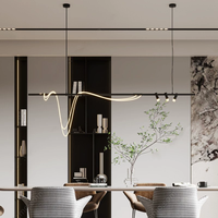 Lustre LED en forme de boule à ligne ondulée simple, suspension réglable pour salle à manger et îlot de cuisine, vente en gros