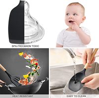Ensemble de 33 ustensiles de cuisine en silicone avec manche en bois, résistants à la chaleur, accessoires de cuisine