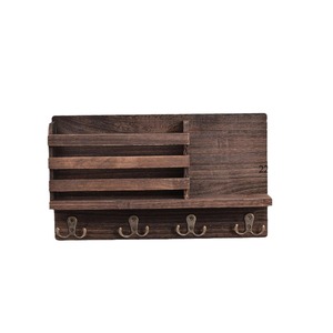 In-stock wall-mounted storage rack, <b>rustic</b> <b>wooden</b> key rack for living room, entryway magazine organizer, wall-mounted display - Product Image 5