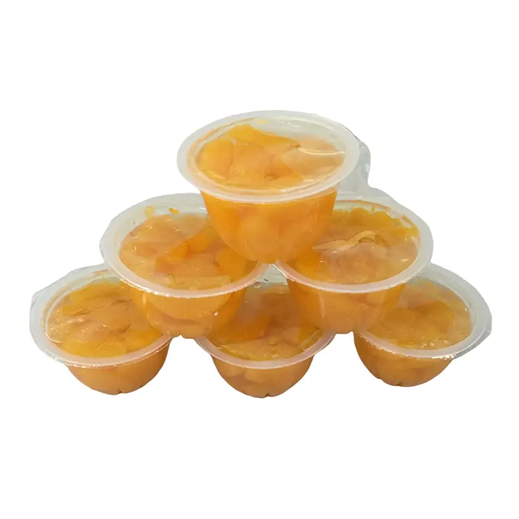 Cangkir buah permen puding jeli Mini 4oz dengan sendok dalam sirup