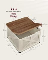 Table basse rectangulaire de rangement pour la collection LIRY, avec compartiment caché et couvercles rabattables, en bois style ferme, pour salon