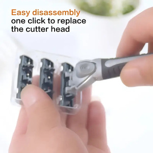 Manual <b>Razor</b> Stainless Steel Blade Replacement <b>Heads</b> For Men Face Shaving 2 Handles 24 Blades Set - Product Image 3