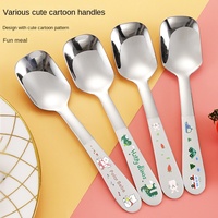 Cuillère en acier inoxydable 304 pour bébé, motif voiture de dessin animé, pour l'apprentissage de la diversification alimentaire, cuillère à glace pour enfants, couverts