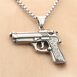 Collar con Colgante de Plata Tibetana con Forma de Pistola, Joyería Retro de Moda para Hombre 190136 - Product Image 3