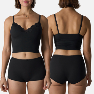 SK1298+1226-4 Conjunto de Camiseta sin Mangas con Encaje y Shorts Acolchados para Mujer, 76% Nailon, 24% Elastano, Lencería Cómoda y Transpirable para <span class=keywords><strong>Dormir</strong></span> y Descansar - Product Image 5