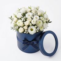 Boîte ronde rouge bordeaux de qualité supérieure, boîte à fleurs en papier de luxe personnalisée avec fenêtre transparente, emballage cadeau en vrac
