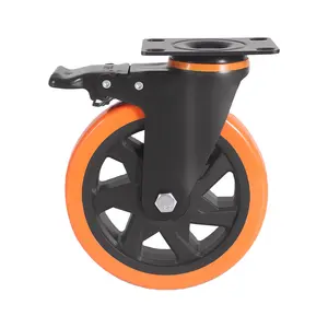 Heißer Verkauf 4 Zoll orange PVC Gummi räder für Trolley Castor Swivel Plate Caster Wheels