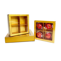 Boîtes à chocolats et bonbons personnalisées en papier écologique avec insert divisé, finition dorée mate, feuille de plastique PVC, vente en gros