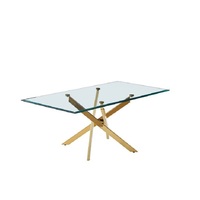 Table basse rectangulaire moderne en verre et métal, design 2026, quantité minimale de commande 50 pièces, noir et or, vente en gros d'usine