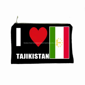 Borsa cosmetica personalizzata stampa sublimazione 10x6 pollici TAJIKISTAN portafoglio trucco sacchetti