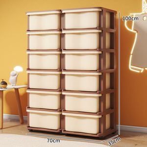 Organisateur de jouets pour enfants à 6 niveaux, armoire à roulettes en <span class=keywords><strong>plastique</strong></span> avec <span class=keywords><strong>12</strong></span> <span class=keywords><strong>tiroirs</strong></span> de rangement, commode pour vêtements de bébé pour la chambre à coucher - Product Image 2