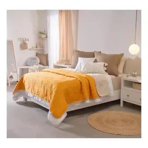 Funda de Edredón Acolchada Marla Mustard, Tamaño King, Diseño de Hojas, Juego de Ropa de Cama para el Hogar - Product Image 5