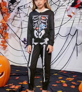 Mono <span class=keywords><strong>con</strong></span> estampado de esqueleto de Halloween para dormir, mono de bambú para adultos, monos para mujer, para chico Pijama de algodón, Mono - Product Image 4