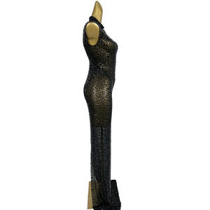 فستان سهرة رسمي فاخر بدون أكمام من الكريستال حجر الراين لمأدبة سهرة للنساء فستان عشاء طويل بأرضية حفلة موسيقية - Product Image 3