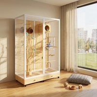 Grande cage à oiseaux de type villa avec un design résistant à l'eau, facile à nettoyer, élégante et raffinée
