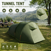 Tente tunnel familiale instantanée, abri de camping portable avec bâche imperméable et sac de transport