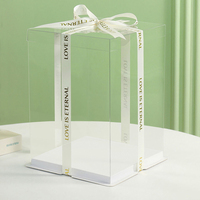 Großhandel Custom Tall Large Food Grade Ganzes transparentes Quadrat Drei in einer Geburtstags feier 16 X16 Obst kuchen box