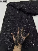 Tissu de dentelle perlée brodée de luxe argentin avec des paillettes lourdes pour robes de mariée élégantes