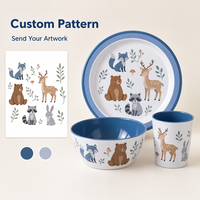 Ensemble de vaisselle 3 pièces pour enfants, comprenant une assiette et un bol d'alimentation, sans BPA, écologique, design personnalisé doux à motif de dessin animé pour les fêtes