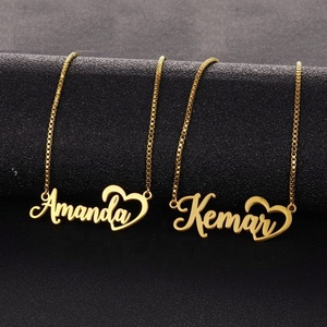 Collar con Nombre Inicial Chapado en Oro de 18k, Placa con Nombre Personalizada en Forma de Corazón, Cadena de Acero Inoxidable, Joyería para Mujer - Product Image 2