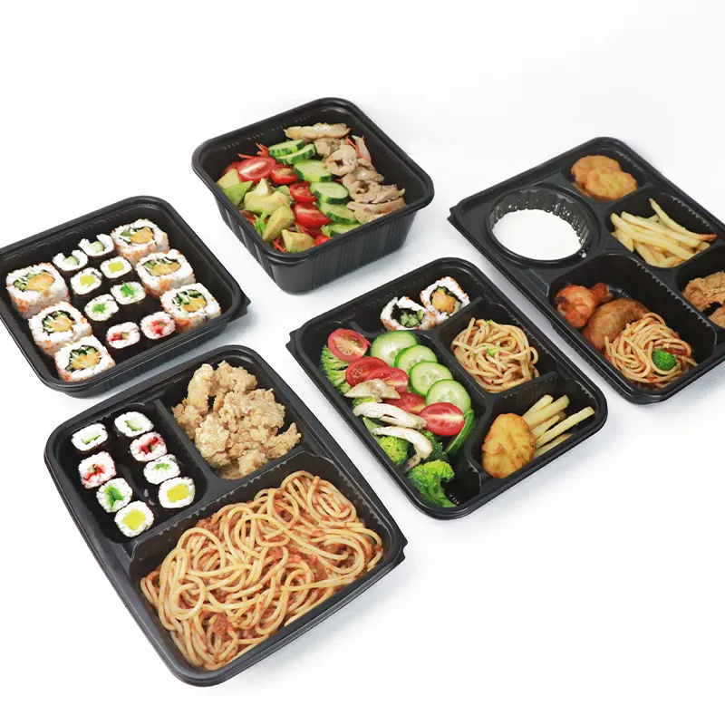 PP con bisagras To Go Contenedor Desechable Microondas Plástico Clamshell Take Out Food Box