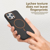 Coque de téléphone de luxe antichoc en TPU souple à texture litchi avec anneau magnétique intégral pour iPhone 12 13 14 15 16 17 Pro Max Plus