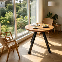 Table à manger extensible scandinave en placage de bois, plateau en MDF avec base métallique, rail silencieux robuste, fournisseur de meubles en gros