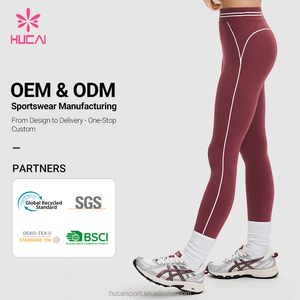 Leggings de yoga et de fitness pour femmes, personnalisés OEM, taille haute, effet push-up fessier, résistants aux squats, avec coutures contrastées - Product Image 3