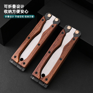 Scie à papillon pliable double face Luwei Tools, acier inoxydable, manche en bois, design compact, scie à main pour le camping en plein air - Product Image 1