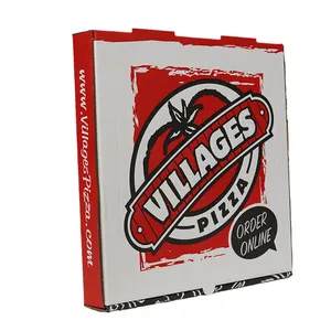 Caja de pizza cartón corrugado blanco impresión del cliente posible recubrimiento interior contra grasa y líquidos posible