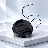 Siyah Evrensel Merkezi Sıkıştırmalı Kamera Lens Kapağı Plastik Kapak, 49mm 52mm 55mm 58mm 62mm 67mm 72mm 77mm için Bağlantı İpi ile