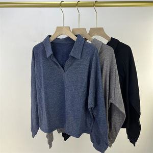 เสื้อฟิตเนสคอวีแขนยาวผู้หญิง, QS24181C เสื้อกีฬาคอวีแบบหลวมสีพื้นดีไซน์ปกระบายอากาศสำหรับใส่กลางแจ้งพักผ่อนฤดูร้อน - Product Image 1