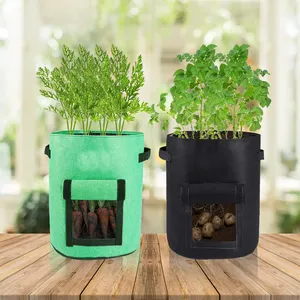 Bolsa de polietileno para plantas de vivero, macetas de jardín de tela fáciles de almacenar y reutilizar