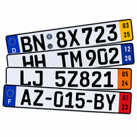 Plaque d'immatriculation automobile en aluminium de haute qualité, résistante aux intempéries, protégée contre les UV, pré-perforée, adaptable à tous les véhicules