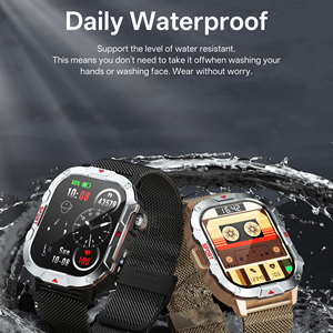 Montre connectée de sport d'extérieur <span class=keywords><strong>Android</strong></span> à écran tactile intégral avec suivi d'activité, <span class=keywords><strong>lampe</strong></span> <span class=keywords><strong>torche</strong></span> LED pour appels, bracelet en silicone, étanche IP67 - Product Image 4
