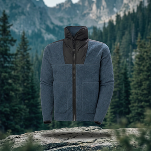 Chaqueta de Traje Safari de Terciopelo Talla Grande QFZ128 con Solapa Grande, Cierre de Cremallera, Impermeable, Informal, de Tela Tejida para Otoño, para Hombre, OEM - Product Image 3