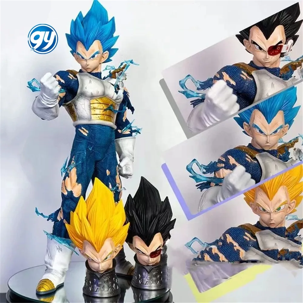 Mainan figur Anime Super Saiyan Vegeta 3 kepala, mainan figur Anime Naga dapat bergerak, bahan PVC gaya kartun uniseks 47CM