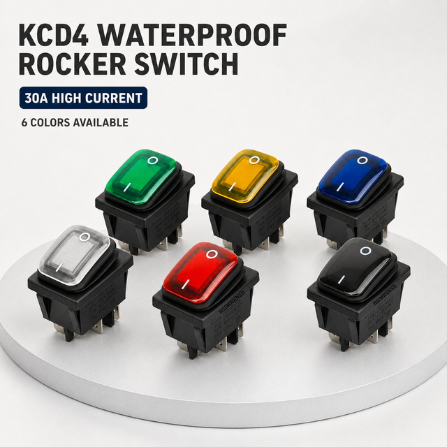 IP65 Waterproof Rocker Switch 30A 250V Heavy Duty on OFF Power Switch with Solder Lugs for Marine Vehicle Industrial Machinery