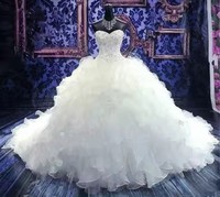 2024 superbe personnaliser robe de princesse africaine Corset chérie Organza volants cathédrale Train grande taille robe de mariée blanche