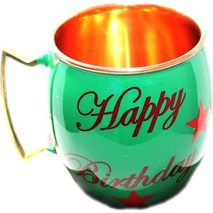 PARIJAT HANDICRAFT Green Ceramic Moscow Mule <b>Mugs</b> Smooth Finish Copper <b>Reusable</b> with Handle Special Design - Product Image 1