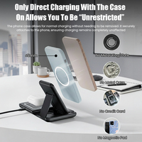 Chargeur sans fil magnétique 3-en-1 15W avec câble intégré, capteur infrarouge, station d'accueil USB C, adaptateur d'alimentation PD QC